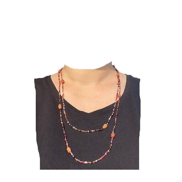 Ten Thousand Villages Multicoloured Rainbow Beads 4 Way Necklace Bracelet 54' - Picture 1 of 13